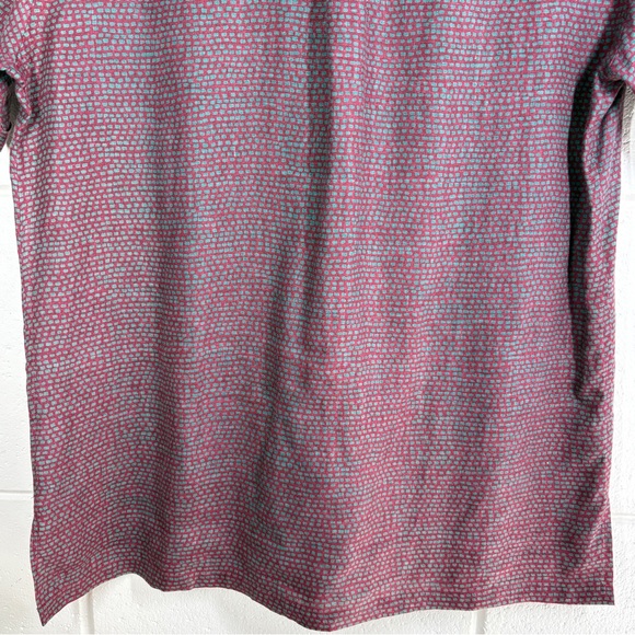 Bodhi by Kotomori Mens Linen Button Up Shirt Size Large Red Green Short Sleeve - Picture 8 of 13